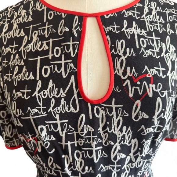 Kate Spade Black and White Midi Dress with Red Accents - Picture 2 of 7